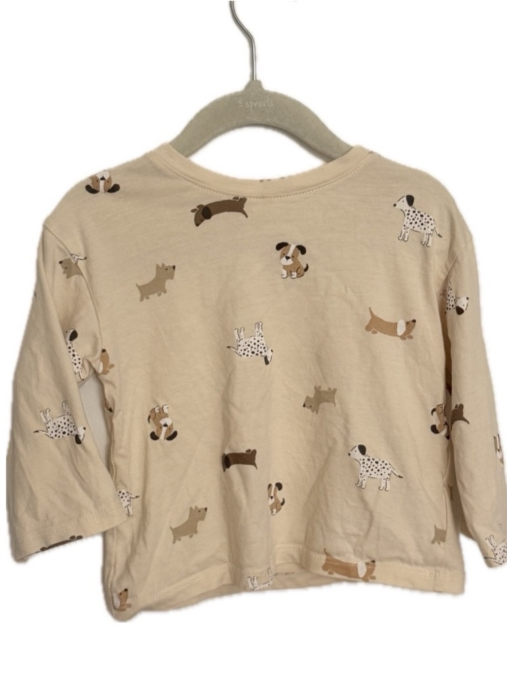 H&M Beige Long Sleeve Tee with Dog Print